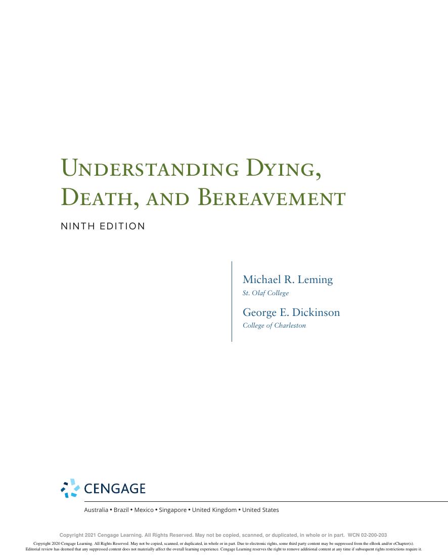 Preview page 4 of Understanding Dying Death and Bereavement 9th Edition By George E. Dickinson Michael R. Leming