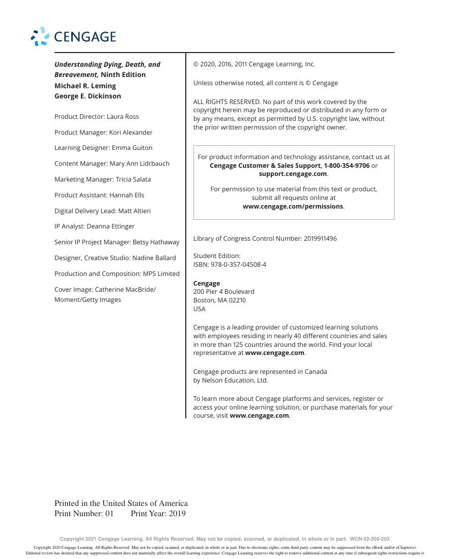 Preview page 6 of Understanding Dying Death and Bereavement 9th Edition By George E. Dickinson Michael R. Leming