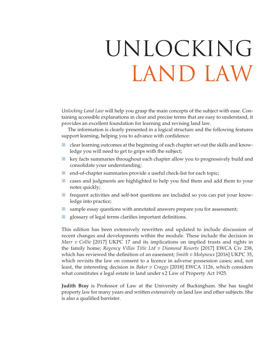 Preview page 2 of Unlocking Land Law 6th Edition By Judith Bray