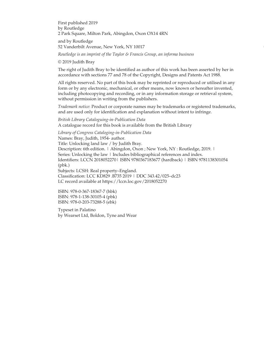 Preview page 5 of Unlocking Land Law 6th Edition By Judith Bray