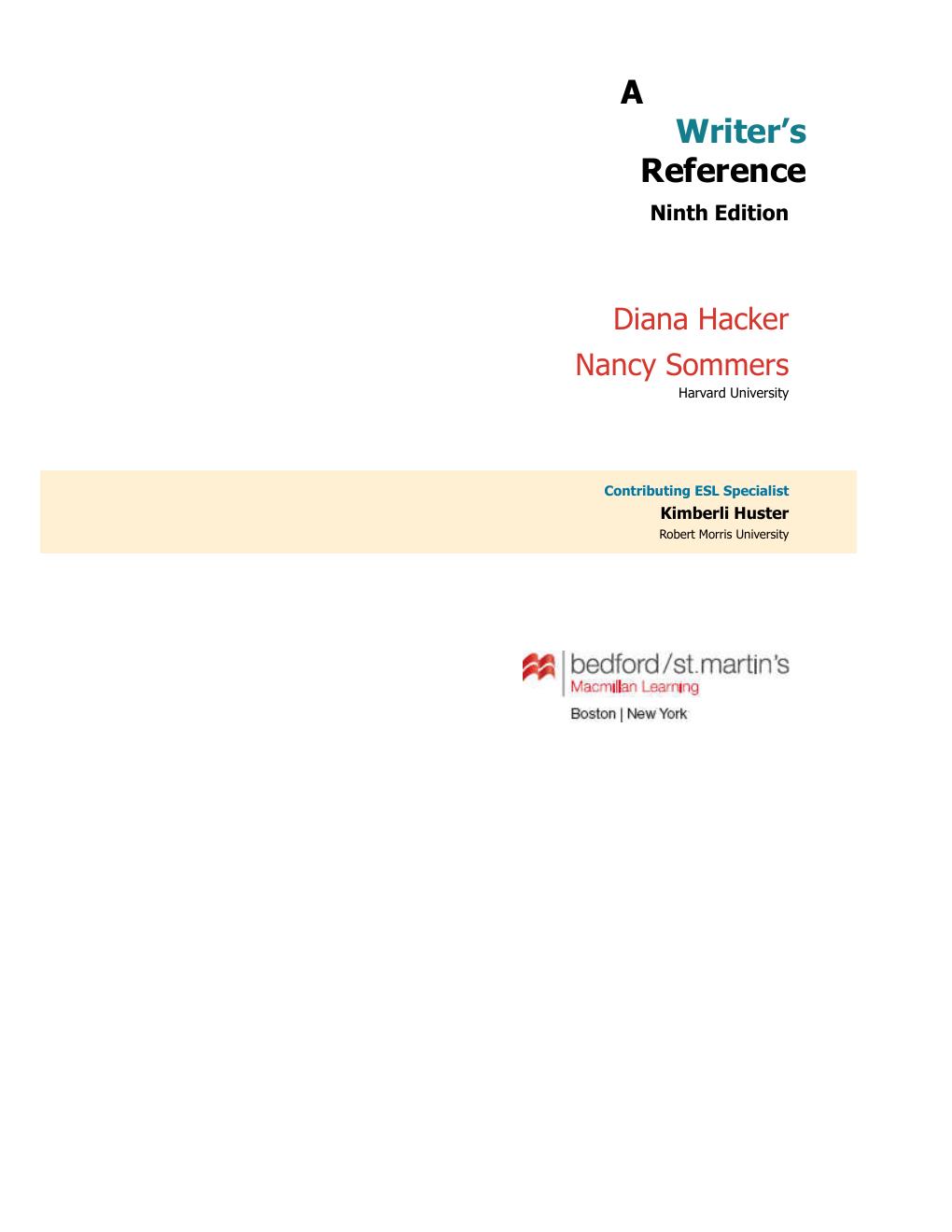 Preview page 7 of A Writer's Reference 9th Edition By Diana Hacker, Nancy Sommers