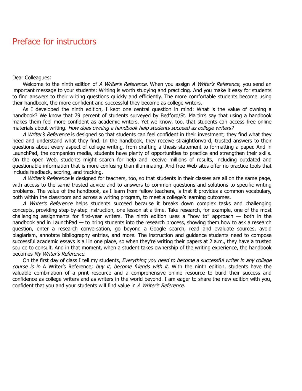 Preview page 9 of A Writer's Reference 9th Edition By Diana Hacker, Nancy Sommers