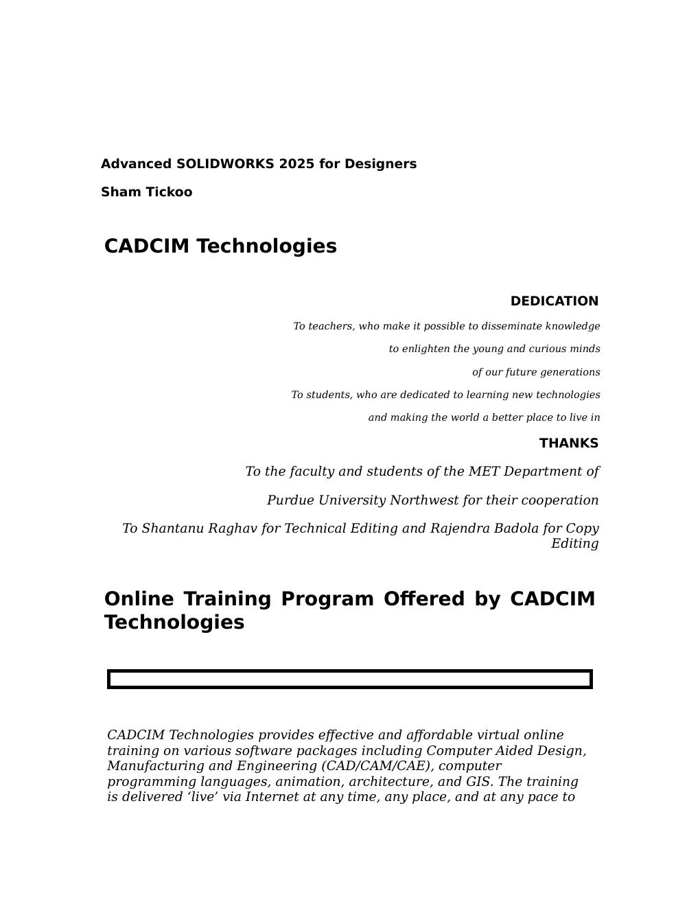 Preview page 10 of Advanced SOLIDWORKS 2025 for Designers 23rd Edition By Sham Tickoo