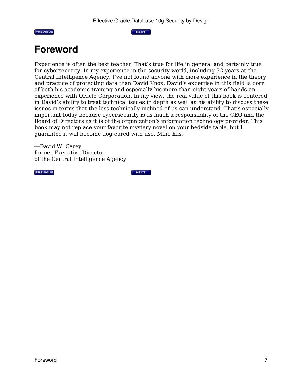 Preview page 7 of Effective Oracle Database 10g Security by Design 1st Edition By David Knox