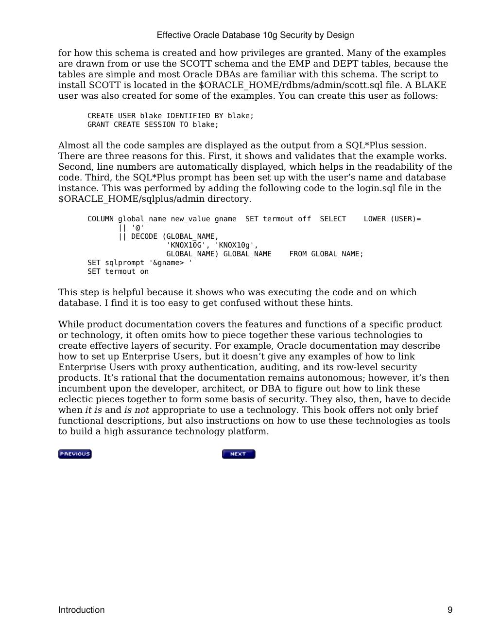 Preview page 9 of Effective Oracle Database 10g Security by Design 1st Edition By David Knox