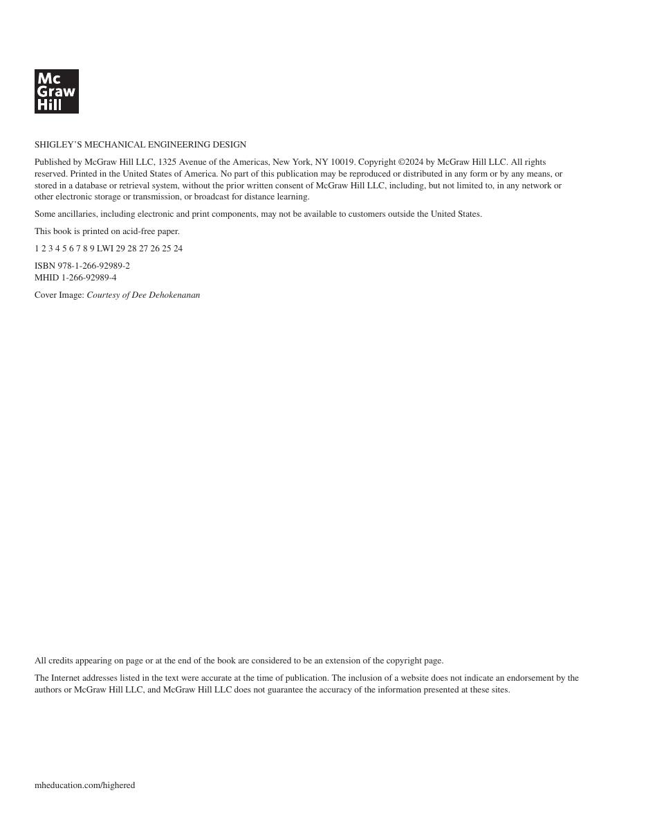 Preview page 5 of Shigley's Mechanical Engineering Design 2024 Release By Keith Nisbett, Richard Budynas