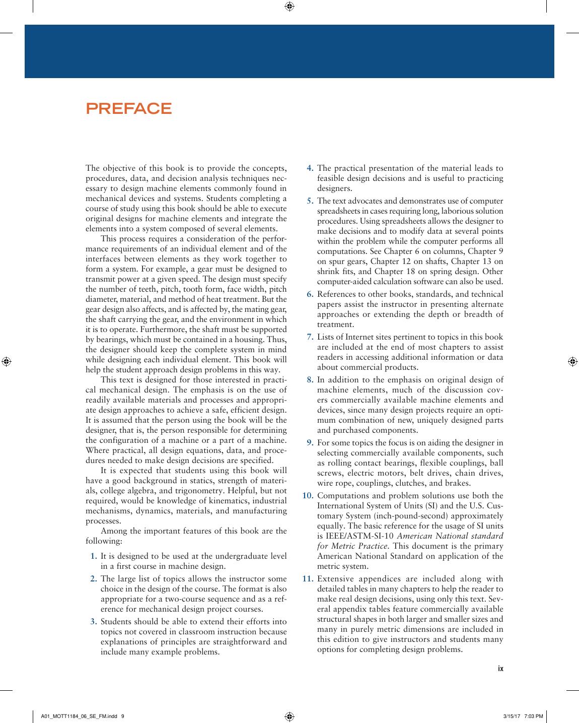 Preview page 10 of Machine Elements in Mechanical Design 6th Edition By Robert Mott, Edward Vavrek, Jyhwen Wang