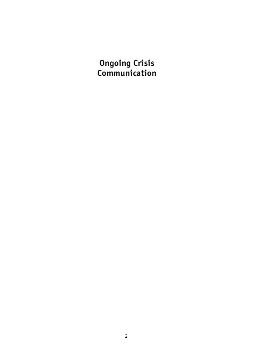 Preview page 2 of Ongoing Crisis Communication Planning, Managing, and Responding 4th Edition By Timothy Coombs