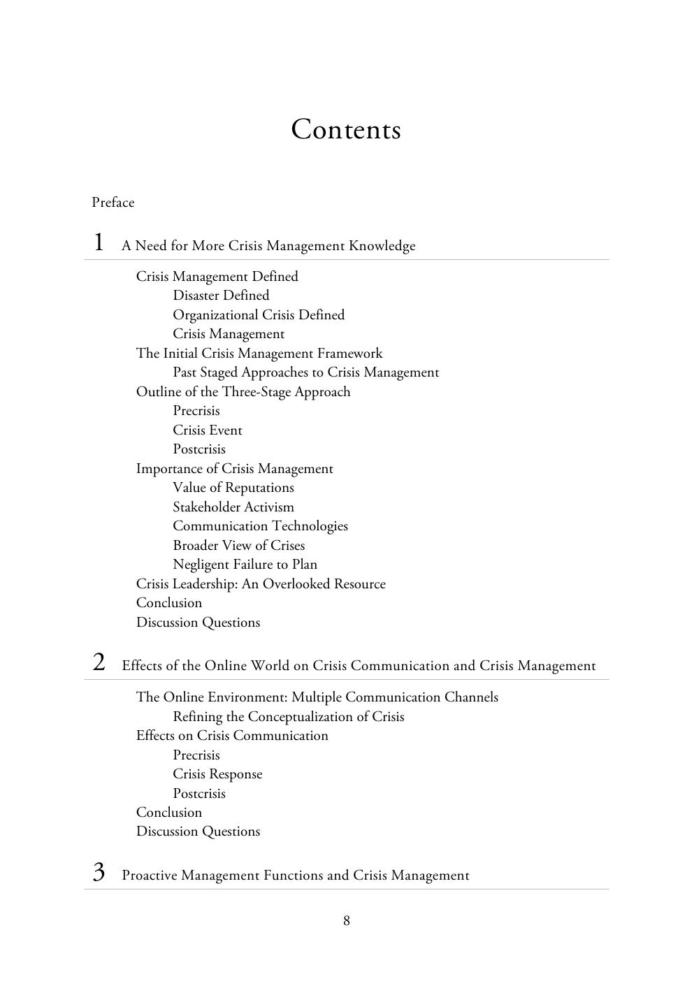 Preview page 8 of Ongoing Crisis Communication Planning, Managing, and Responding 4th Edition By Timothy Coombs