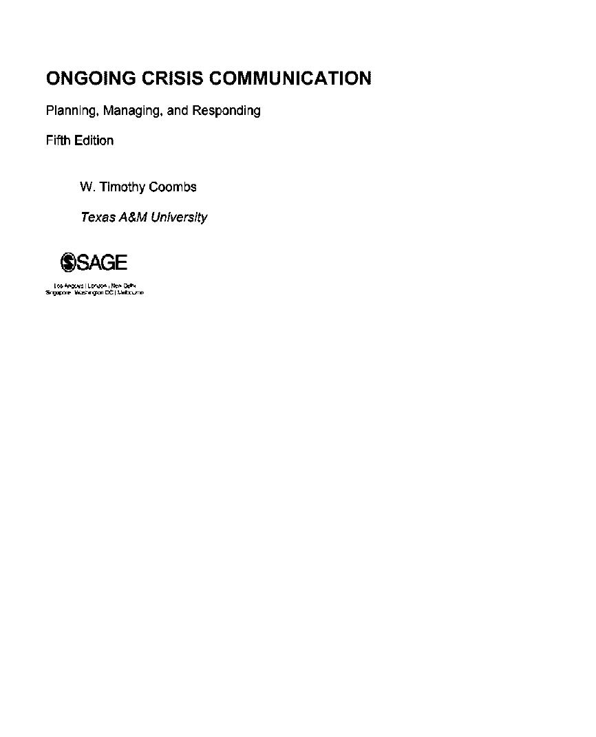 Preview page 4 of Ongoing Crisis Communication Planning, Managing, and Responding 5th Edition By Timothy Coombs