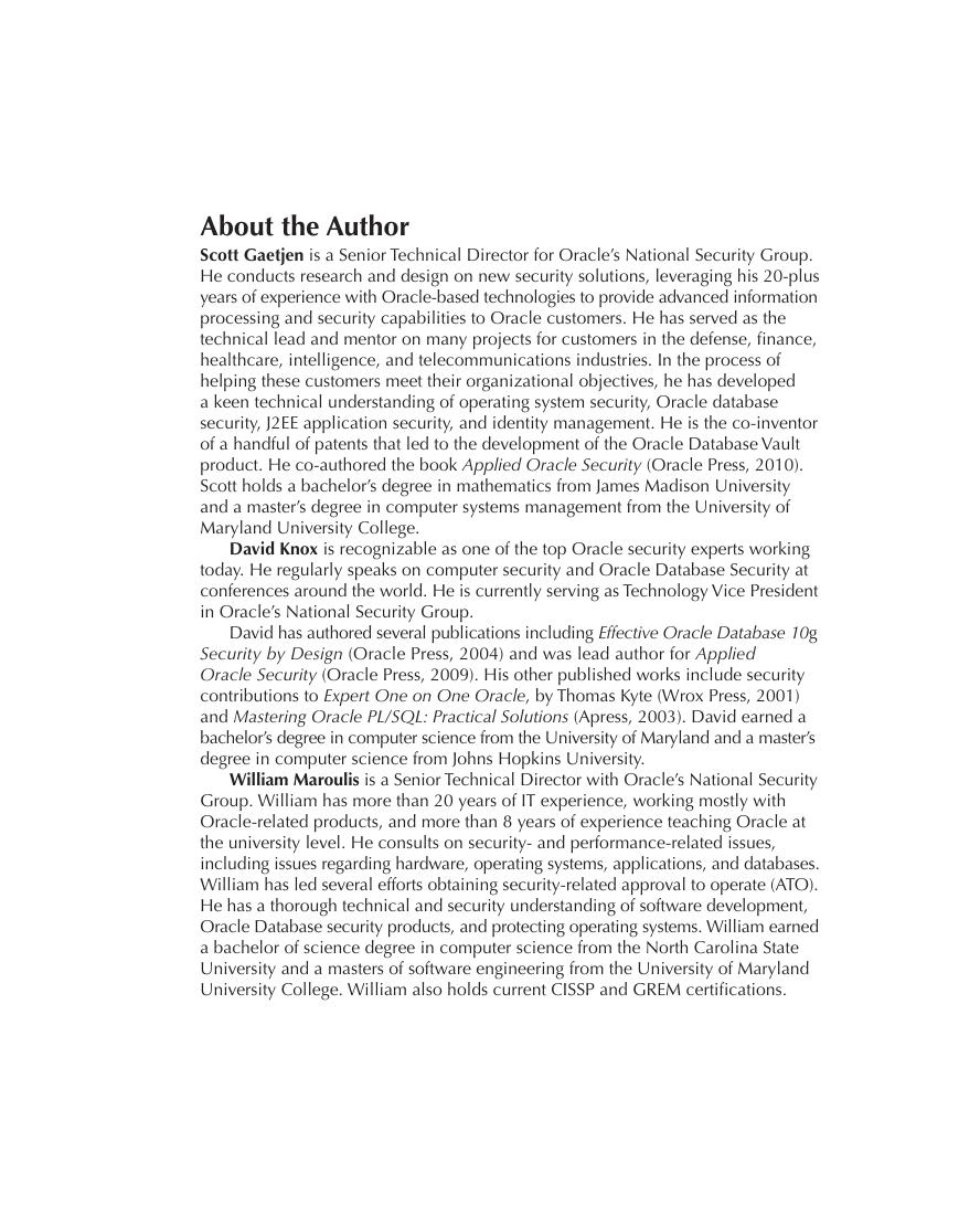 Preview page 5 of Oracle Database 12c Security 1st Edition By Scott Gaetjen, David Knox, William Maroulis