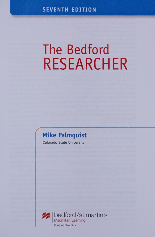 Preview page 5 of The Bedford Researcher 7th Edition By Mike Palmquist