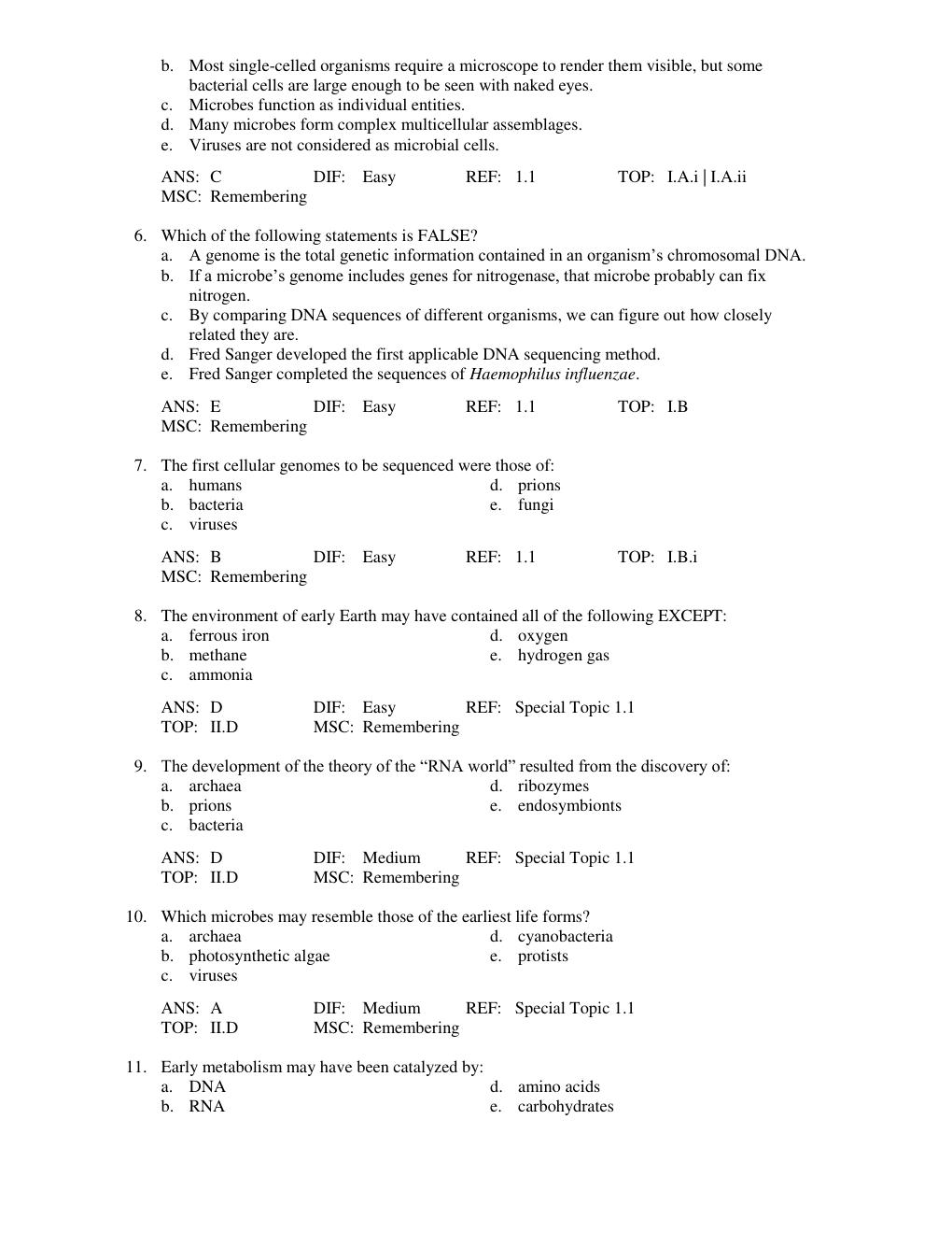 Preview page 2 of Test Bank for  Microbiology An Evolving Science, 3rd Edition, John Foster & Joan Slonczewski Chapter 1-28