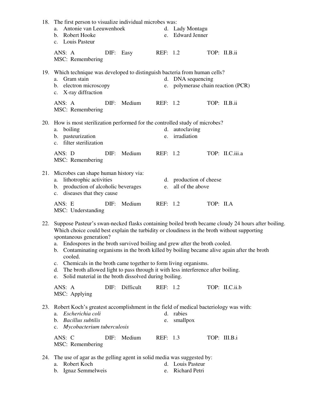 Preview page 4 of Test Bank for  Microbiology An Evolving Science, 3rd Edition, John Foster & Joan Slonczewski Chapter 1-28