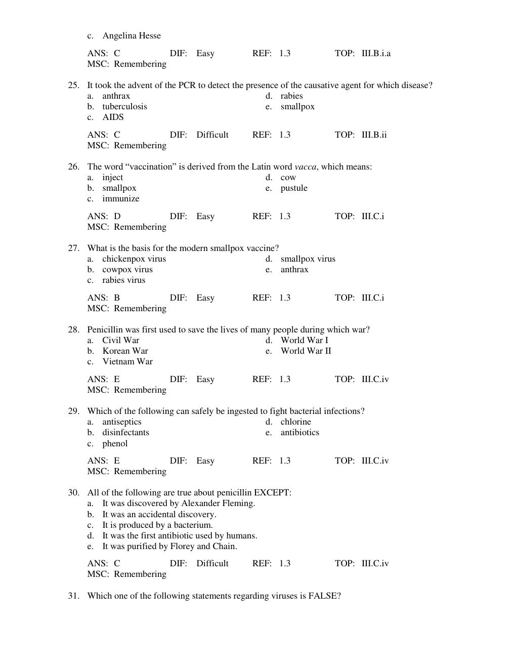 Preview page 5 of Test Bank for  Microbiology An Evolving Science, 3rd Edition, John Foster & Joan Slonczewski Chapter 1-28