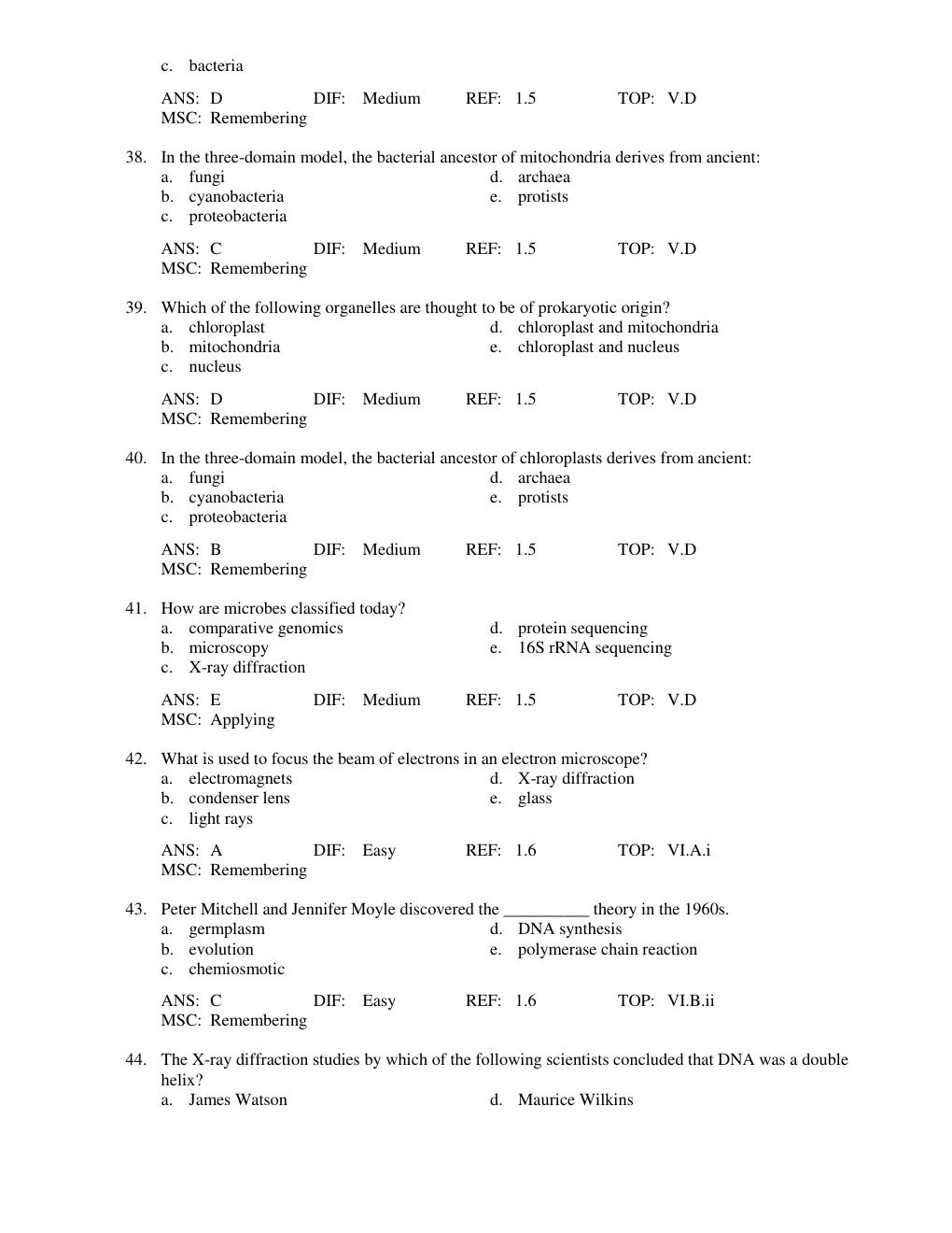 Preview page 7 of Test Bank for  Microbiology An Evolving Science, 3rd Edition, John Foster & Joan Slonczewski Chapter 1-28