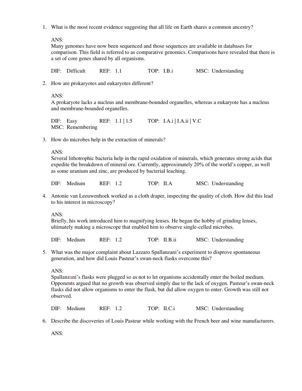 Preview page 9 of Test Bank for  Microbiology An Evolving Science, 3rd Edition, John Foster & Joan Slonczewski Chapter 1-28