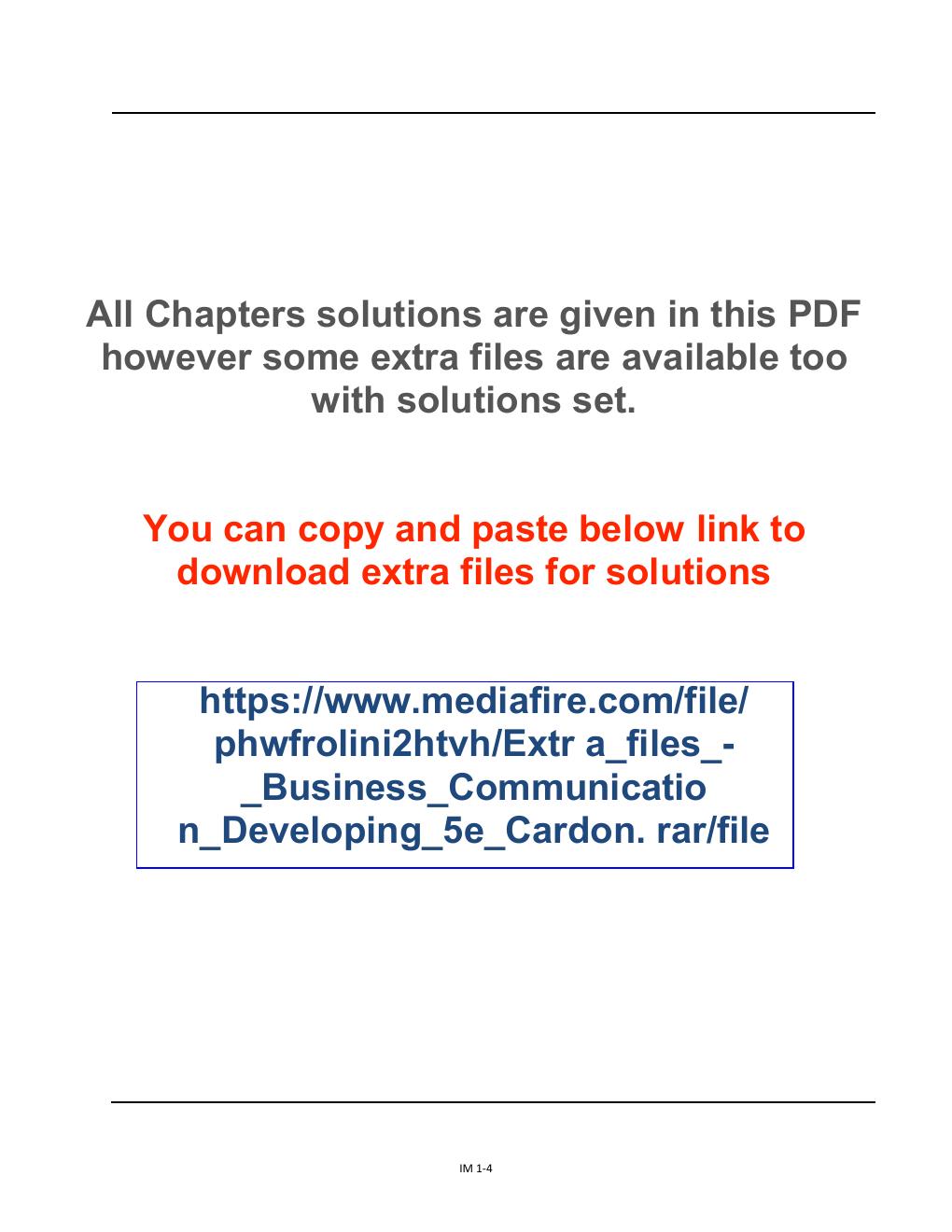 Preview page 4 of Solution Manual For Business Communication: Developing  Leaders for a Networked World, 5th  Edition By Peter Cardon All