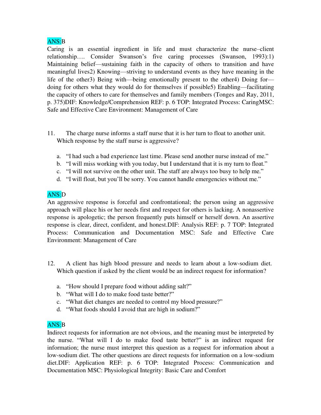 Preview page 9 of TEST BANK Communication in Nursing 8th Edition Julia Balzer Riley