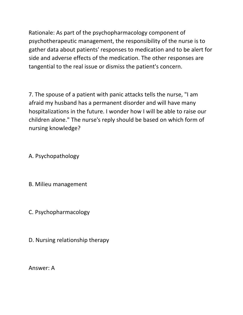 Preview page 7 of KELTNER'S PSYCHIATRIC NURSING, 9TH EDITION (STEELE) Comprehensive Test Bank