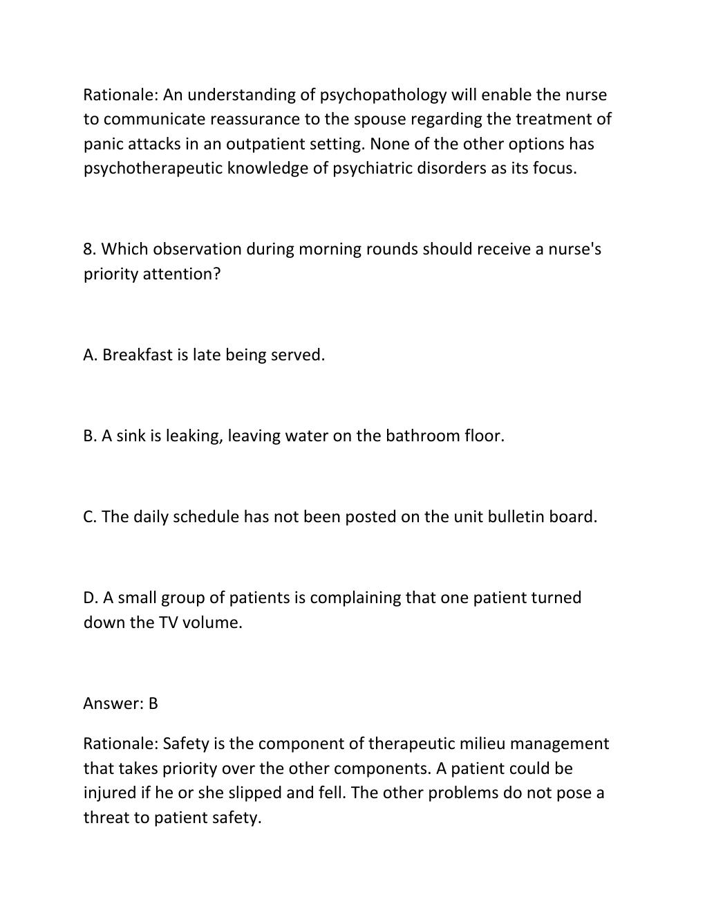 Preview page 8 of KELTNER'S PSYCHIATRIC NURSING, 9TH EDITION (STEELE) Comprehensive Test Bank