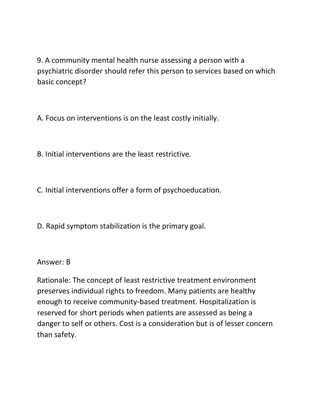 Preview page 9 of KELTNER'S PSYCHIATRIC NURSING, 9TH EDITION (STEELE) Comprehensive Test Bank