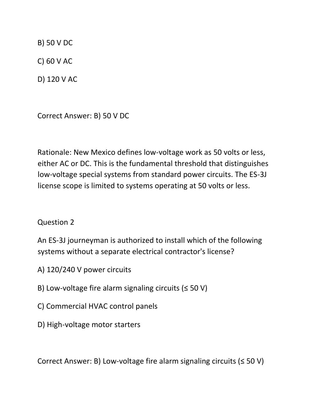 Preview page 2 of NEW MEXICO LOW VOLTAGE JOURNEYMAN ES3J – COMPLETE TEST BANK Certification Exam
