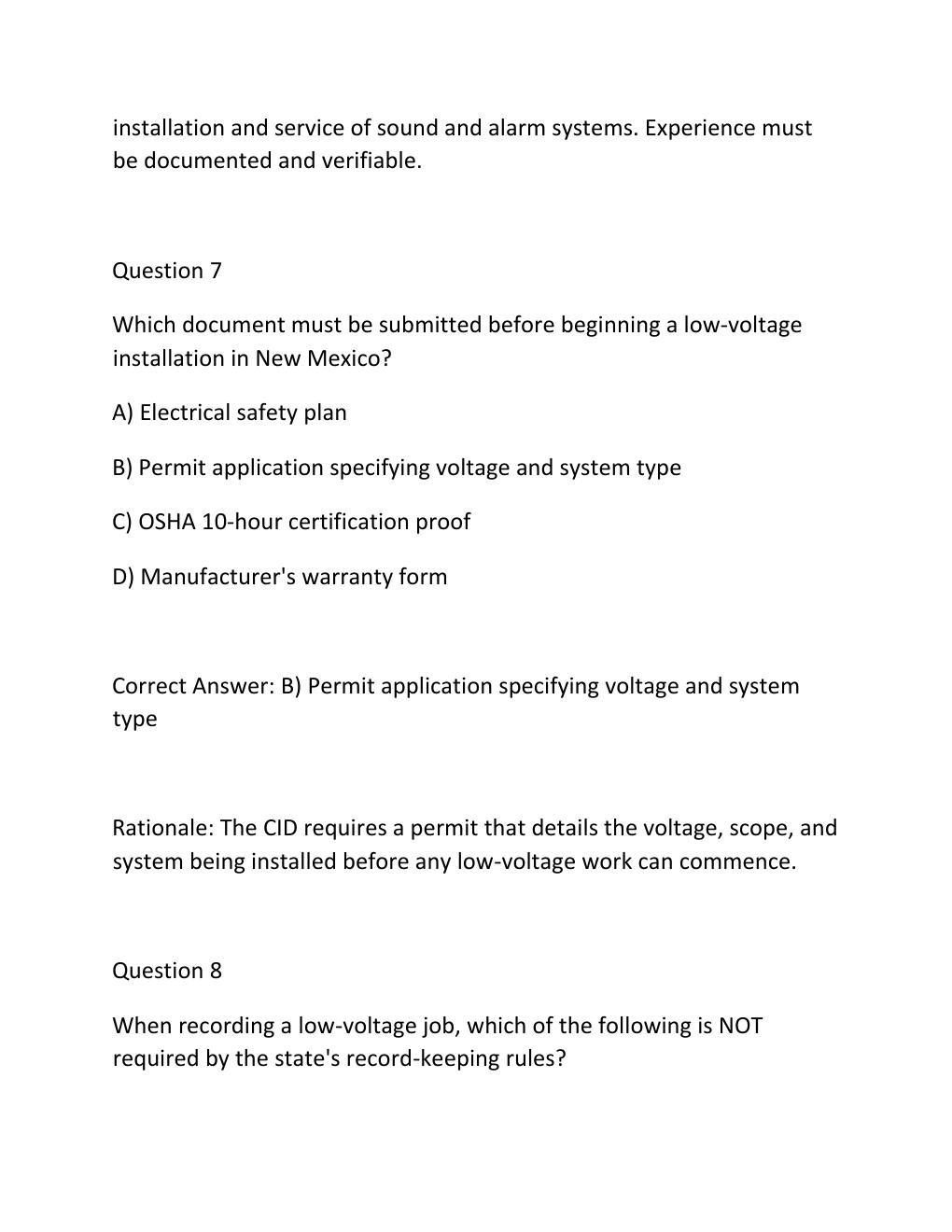 Preview page 6 of NEW MEXICO LOW VOLTAGE JOURNEYMAN ES3J – COMPLETE TEST BANK Certification Exam