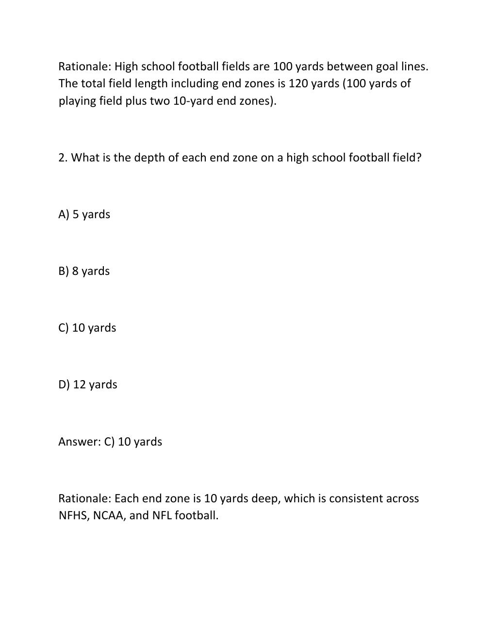 Preview page 2 of NFHS FOOTBALL EXAM  – COMPLETE STUDY GUIDE 300 Practice Questions with Verified .