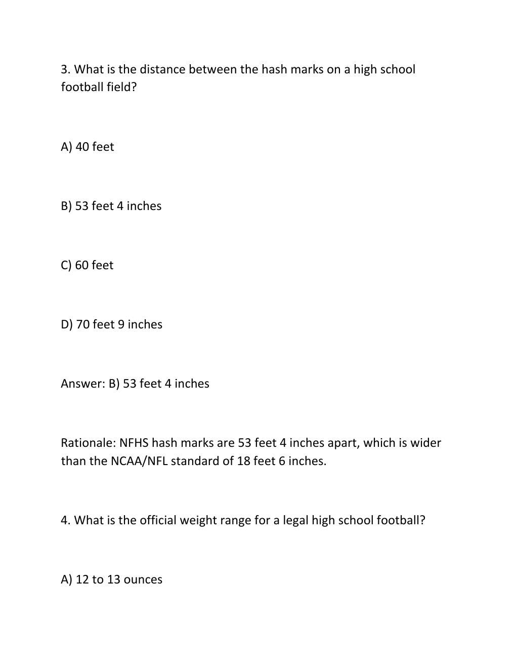 Preview page 3 of NFHS FOOTBALL EXAM  – COMPLETE STUDY GUIDE 300 Practice Questions with Verified .