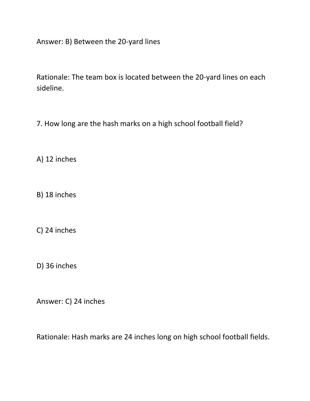 Preview page 6 of NFHS FOOTBALL EXAM  – COMPLETE STUDY GUIDE 300 Practice Questions with Verified .