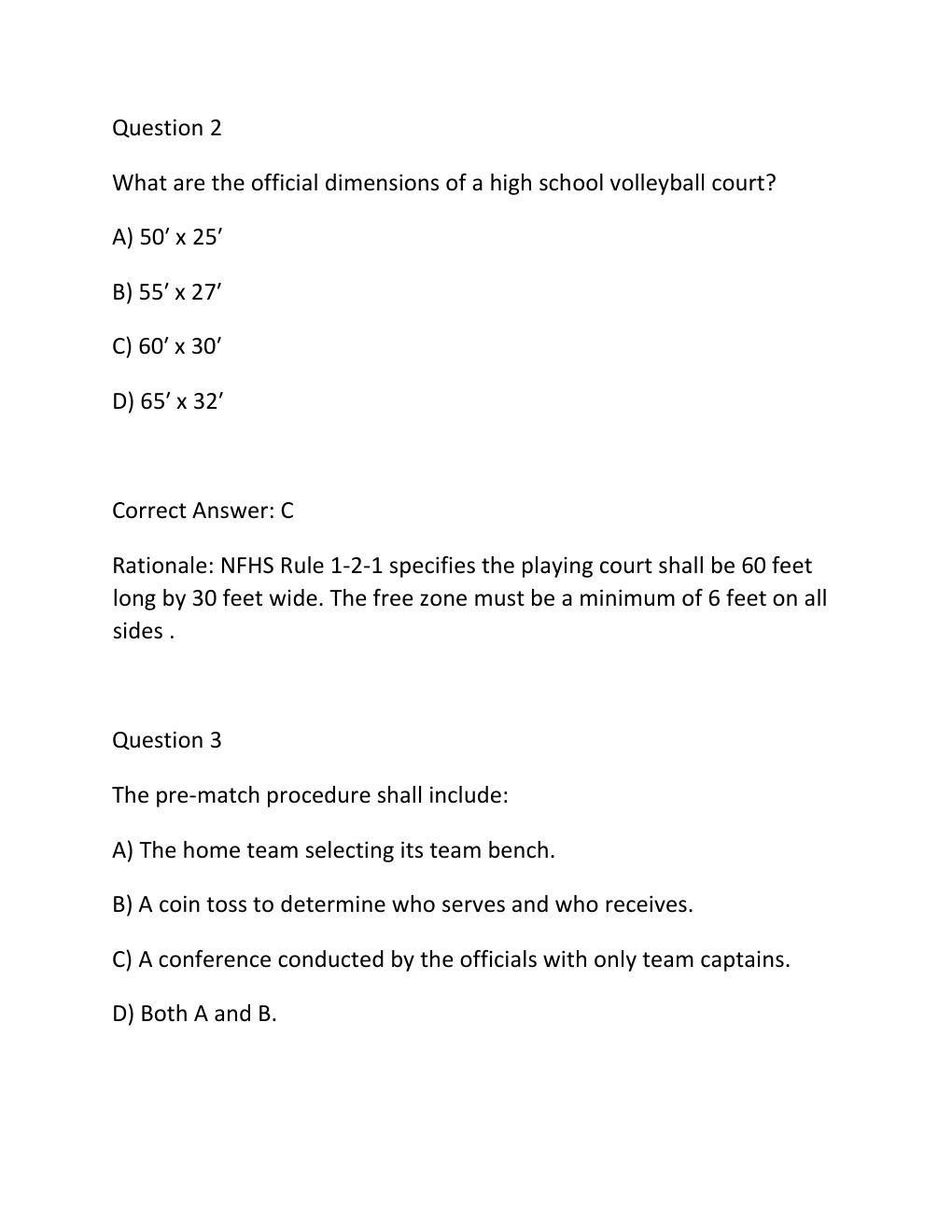 Preview page 2 of NFHS Volleyball Rules and Officiating Exam Complete Practice Test Bank