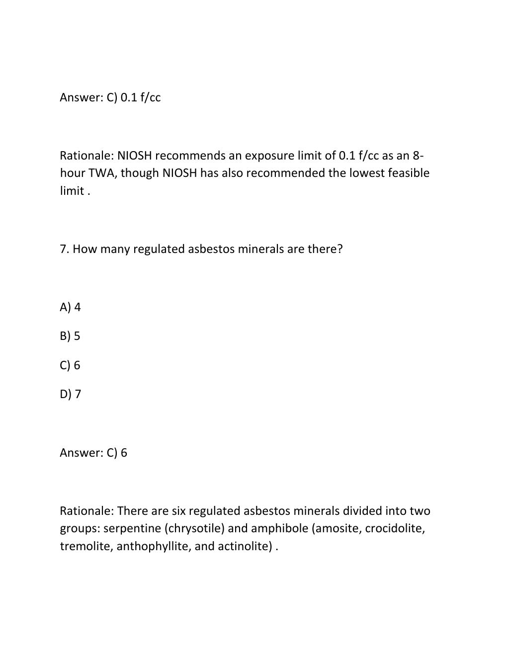 Preview page 5 of NIOSH 582 Sampling and Evaluating Airborne Asbestos Dust Complete Practice Test Bank