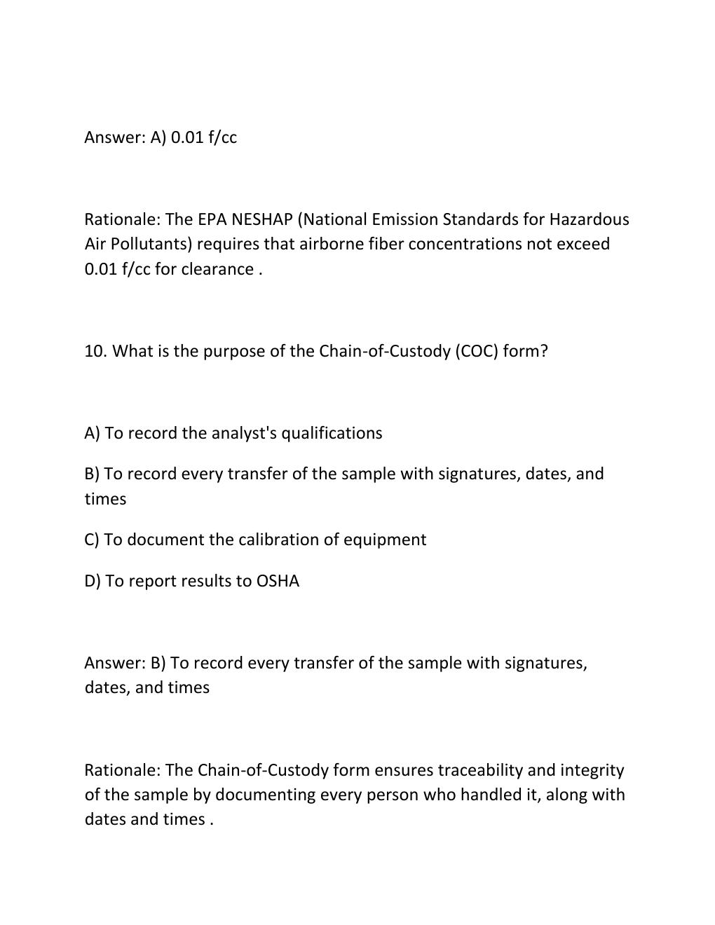 Preview page 7 of NIOSH 582 Sampling and Evaluating Airborne Asbestos Dust Complete Practice Test Bank