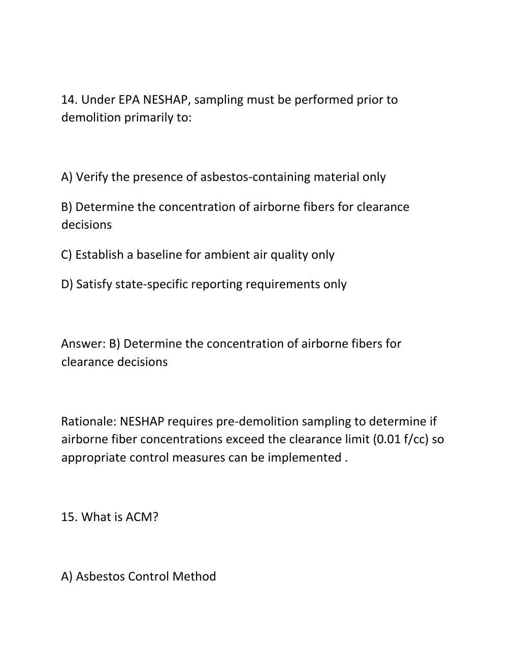 Preview page 10 of NIOSH 582 Sampling and Evaluating Airborne Asbestos Dust Complete Practice Test Bank