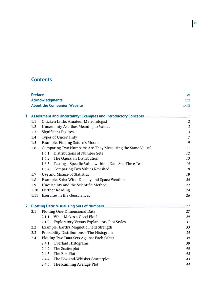Preview page 9 of Data Analysis for the Geosciences Essentials of Uncertainty Comparison and Visualization 1st Edition By Michael Liemohn