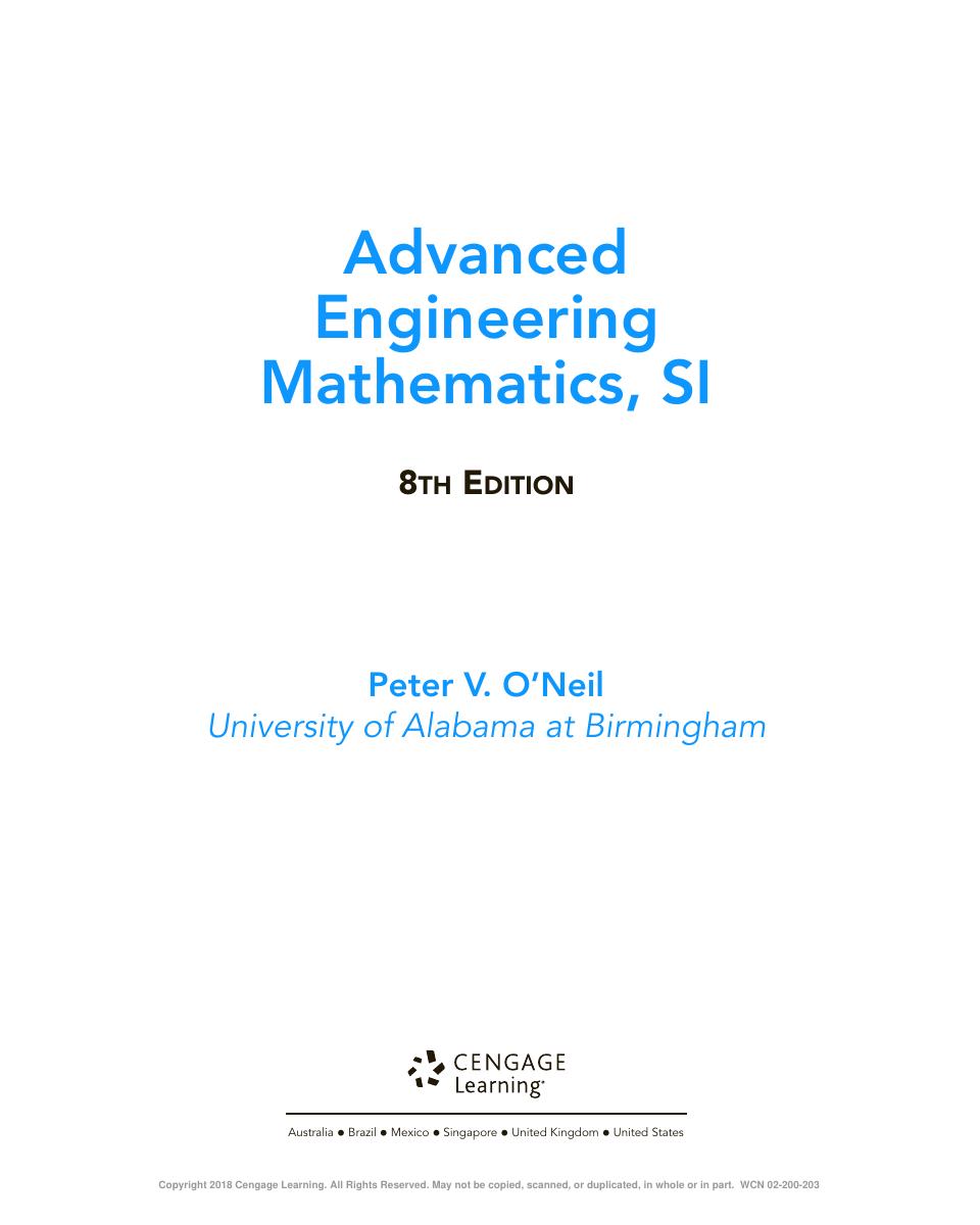 Preview page 5 of Advanced Engineering Mathematics (SI Edition) 8th  Edition By Peter O’Neil