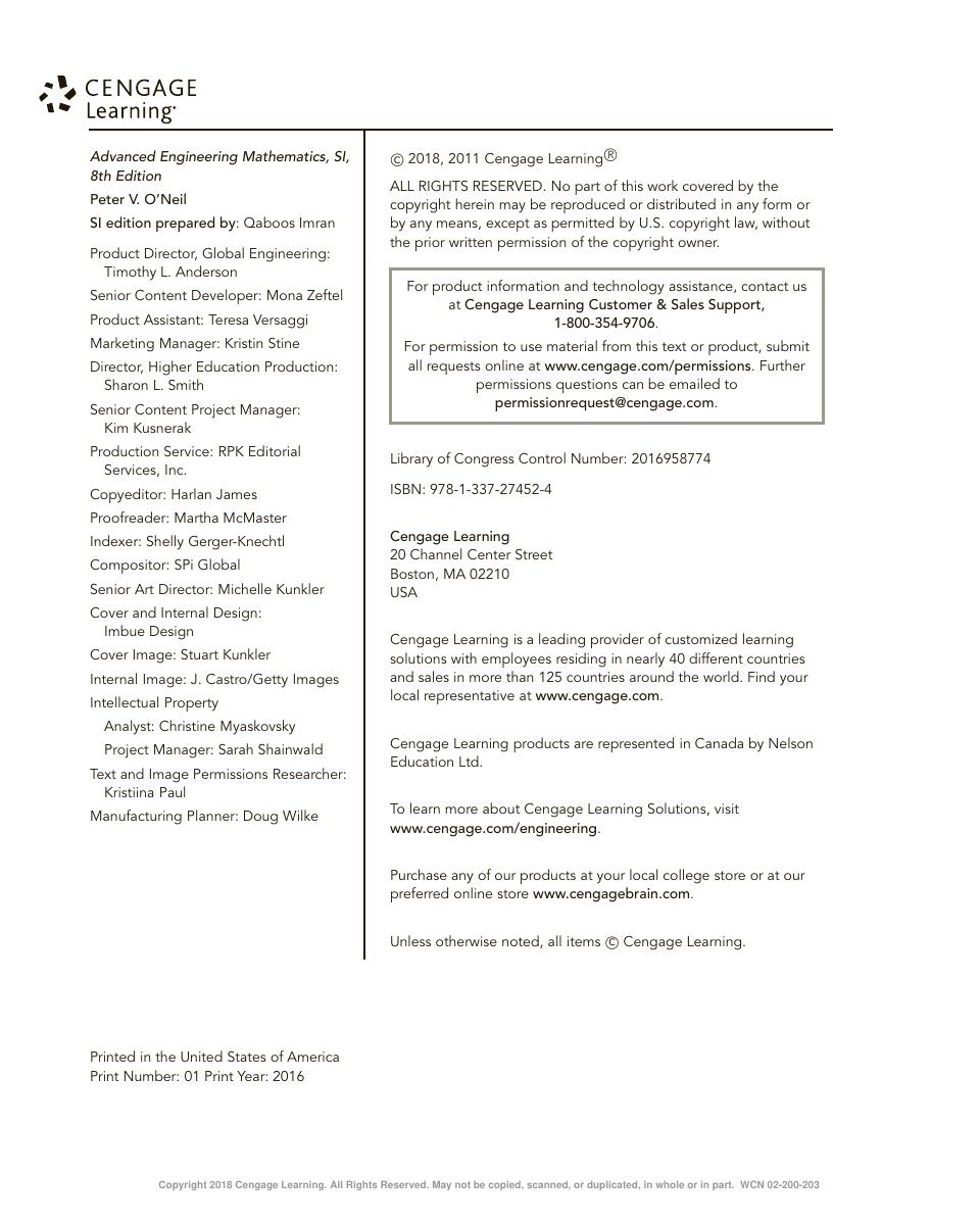 Preview page 6 of Advanced Engineering Mathematics (SI Edition) 8th  Edition By Peter O’Neil