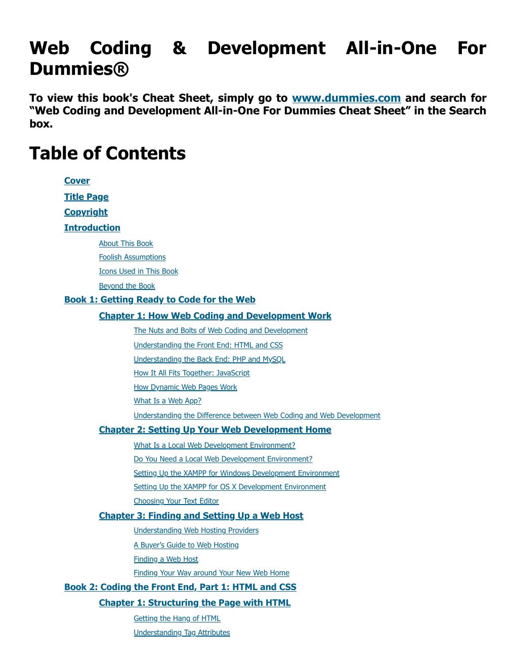 Preview page 2 of (EPUB) eBook Web Coding & Development All-in-One For Dummies 2nd Edition By Paul McFedries