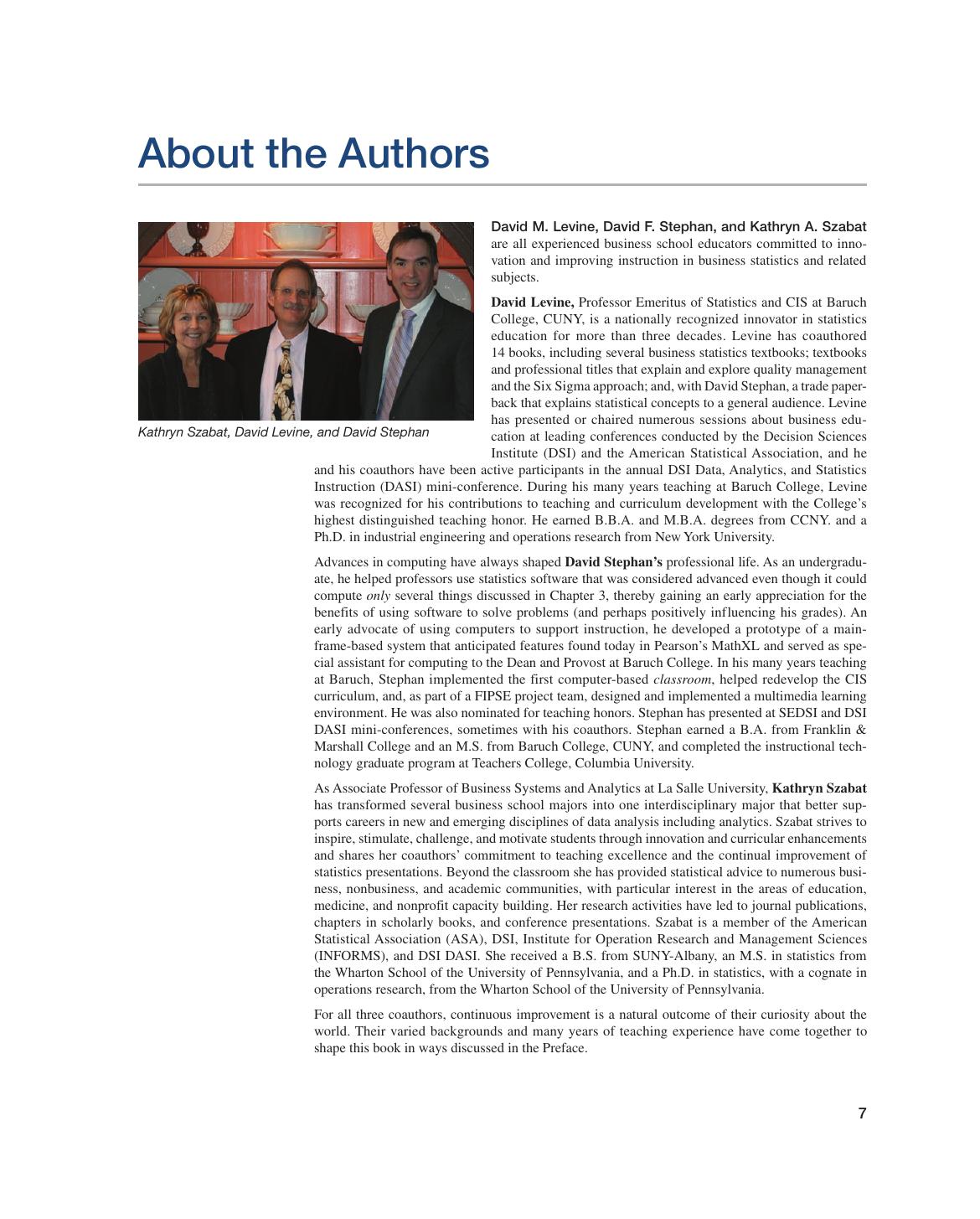 Preview page 8 of Statistics for Managers Using Microsoft Excel 9th Global Edition By Kathryn Szabat, David Levine, David Stephan eBook
