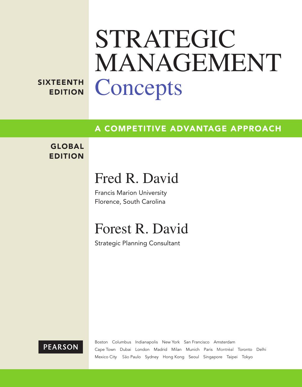 Preview page 7 of Strategic Management A Competitive Advantage Approach Concepts 16th Global Edition By Fred David, Forest David eBook