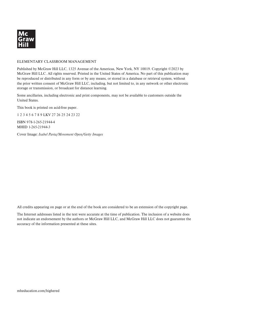 Preview page 3 of (ISE) eBook Elementary Classroom Management Lessons from Research and Practice 8th Edition By Carol Simon Weinstein
