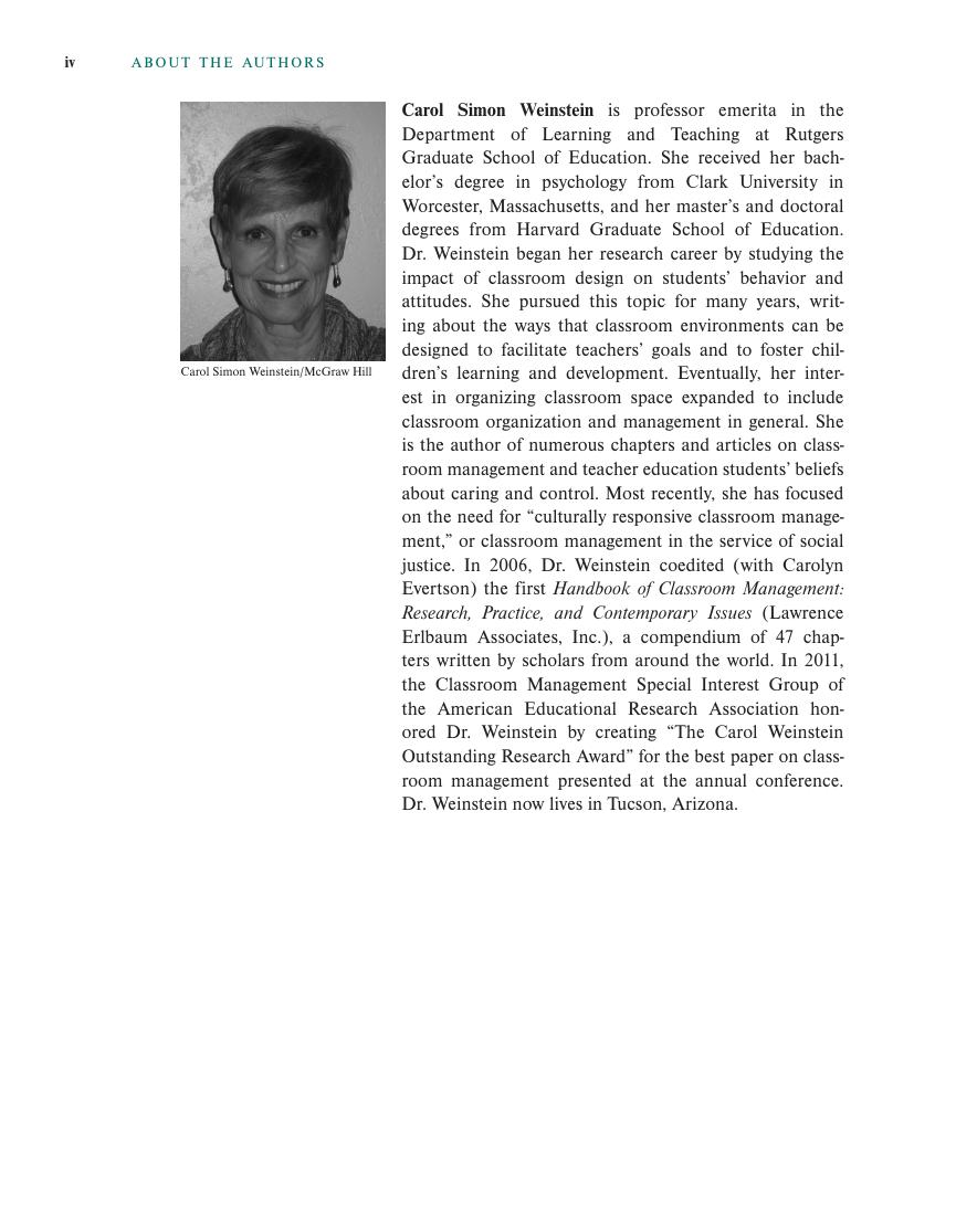 Preview page 5 of (ISE) eBook Elementary Classroom Management Lessons from Research and Practice 8th Edition By Carol Simon Weinstein