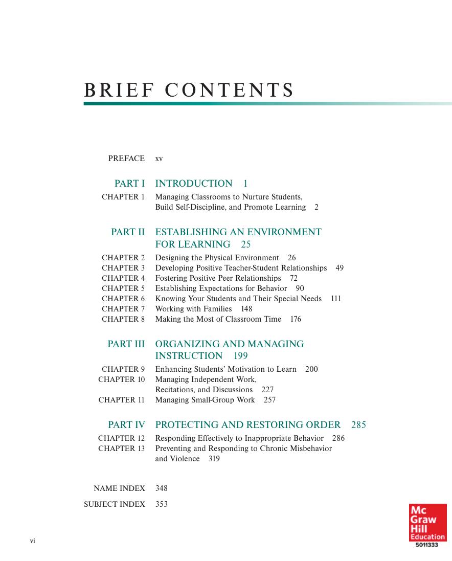 Preview page 7 of (ISE) eBook Elementary Classroom Management Lessons from Research and Practice 8th Edition By Carol Simon Weinstein