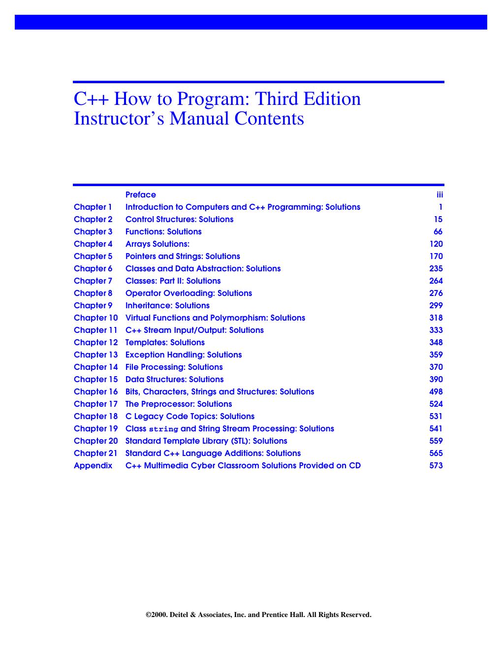 Preview page 2 of Instructor’s Manual for C++ How to Program, 3rd Edition By Harvey M Deitel, PH.D., Paul J. Deitel
