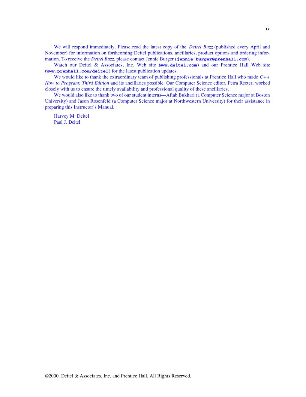 Preview page 4 of Instructor’s Manual for C++ How to Program, 3rd Edition By Harvey M Deitel, PH.D., Paul J. Deitel