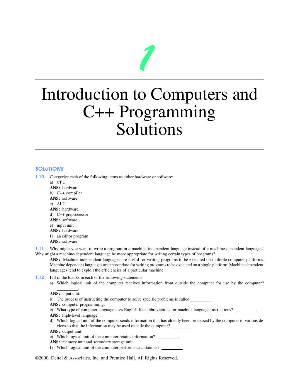 Preview page 5 of Instructor’s Manual for C++ How to Program, 3rd Edition By Harvey M Deitel, PH.D., Paul J. Deitel