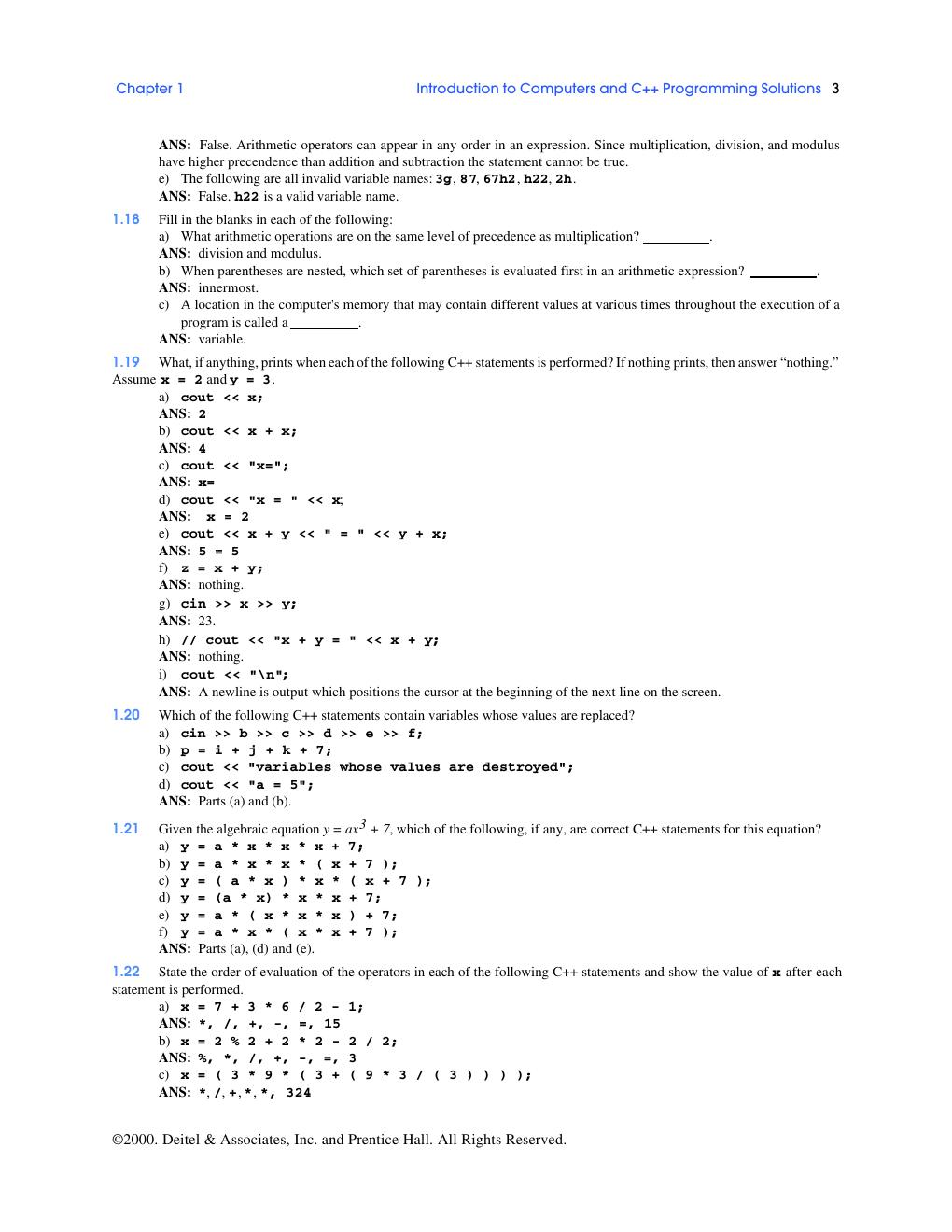 Preview page 7 of Instructor’s Manual for C++ How to Program, 3rd Edition By Harvey M Deitel, PH.D., Paul J. Deitel