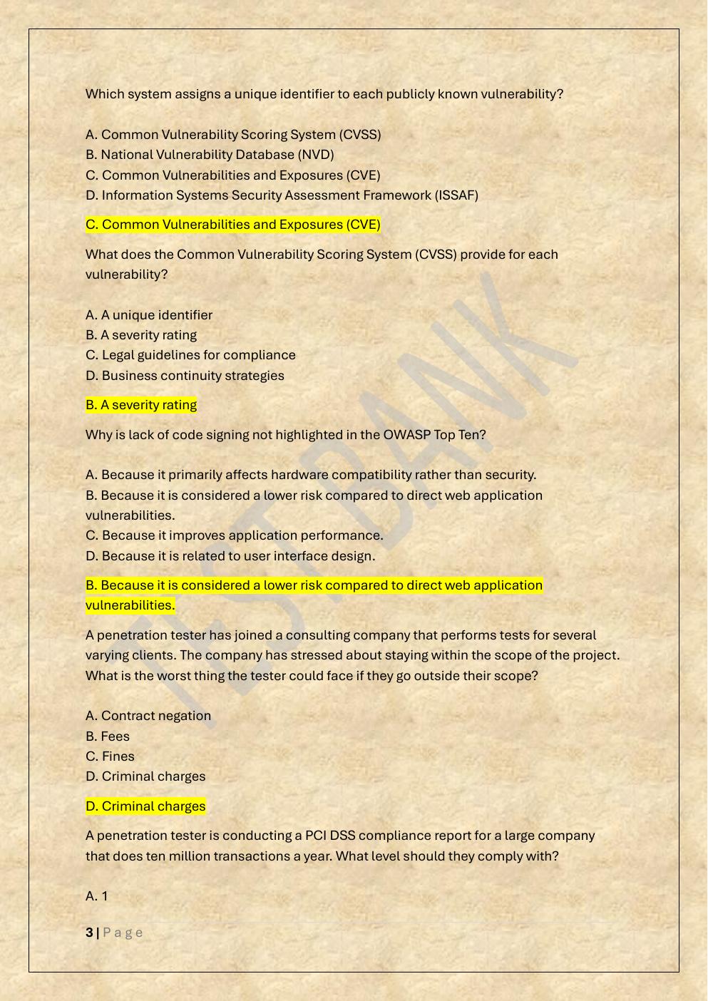 Preview page 3 of COMPTIA PENTEST+ EXAM TEST BANK 3