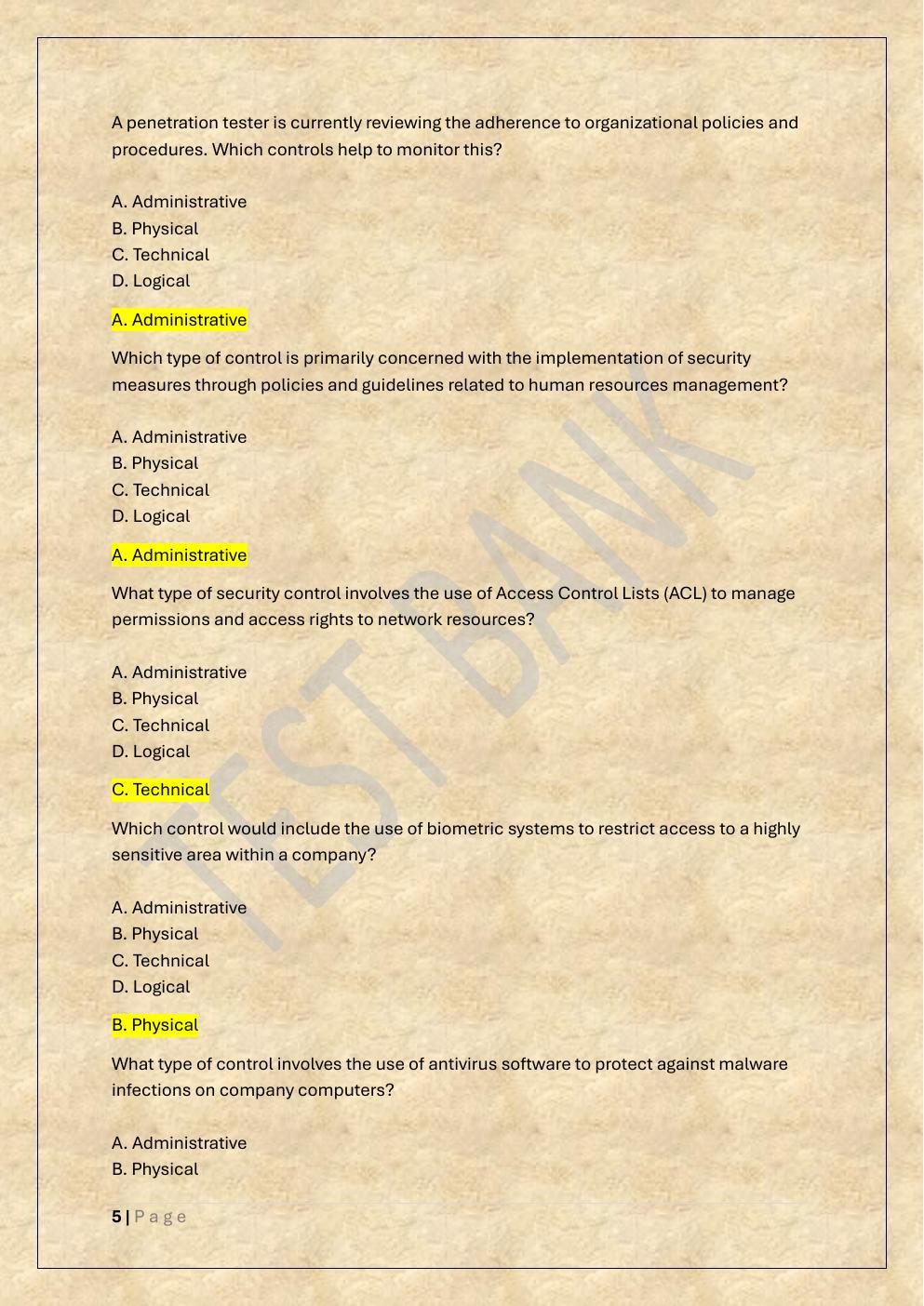 Preview page 5 of COMPTIA PENTEST+ EXAM TEST BANK 3